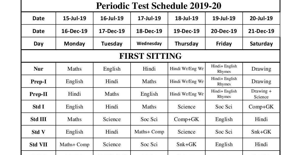 exam schedules 2019-20 periodic test St. Joseph's Sr. Sec. SchoolHostel, CBSE School affiliated school, Muzaffarpur Bihar