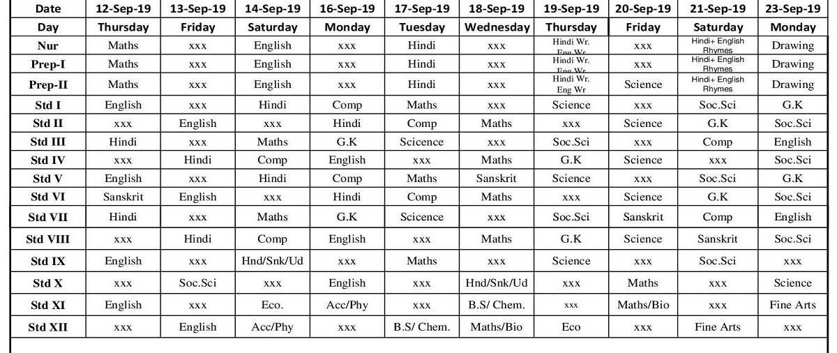 exam schedules 2019-20 first and final term St. Joseph's Sr. Sec. SchoolHostel, CBSE School affiliated school, Muzaffarpur Bihar